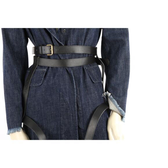 MARQUES ALMEIDA Navy Denim Collared Belted Long Trench Coat Size XS - Picture 7 of 16